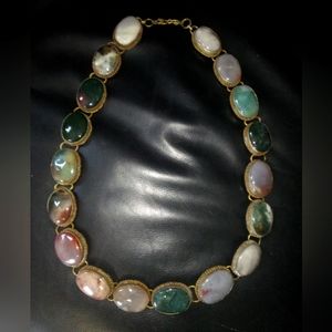 Rare Vintage Southwestern Navajo silver mixed semi precious gems belt 34'